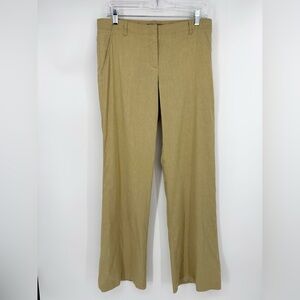 Theory Linen Pants Size 8 Khaki Wide‎ Leg Valens